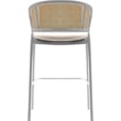 Ervilla Wicker Back and Leather Upholstered Bar Stool in White/White (Set of 2)