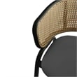 LeisureMod Ervilla Wicker Back and Leather Upholstered Bar Stool in Black/Black