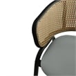 LeisureMod Ervilla Wicker Back and Leather Upholstered Bar Stool in Gray/Black
