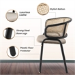 Ervilla Wicker Back and Leather Seat Dining Chair in Beige/Black (Set of 2)