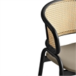 Ervilla Wicker Back and Leather Seat Dining Chair in Beige/Black (Set of 4)