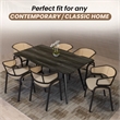 Ervilla Wicker Back and Leather Seat Dining Chair in Beige/Black (Set of 4)
