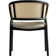 Ervilla Wicker Back and Leather Seat Dining Chair in Beige/Black (Set of 4)