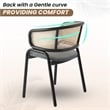 Ervilla Wicker Back and Leather Seat Dining Chair in Gray/Black (Set of 2)