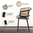 Ervilla Wicker Back and Leather Seat Dining Chair in Gray/Black (Set of 2)