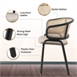Ervilla Wicker Back and Leather Seat Dining Chair in Taupe/Black (Set of 4)