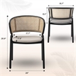 Ervilla Wicker Back and Leather Seat Dining Chair in Taupe/Black (Set of 4)
