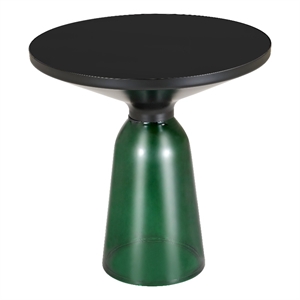 19&quot Round Side End Table with Glass Top and Black Iron Rim
