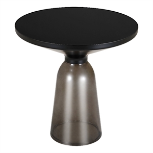 19&quot Round Side End Table with Glass Top and Black Iron Rim