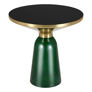 19&quot Round Side End Table with Glass Top and Gold Iron Rim