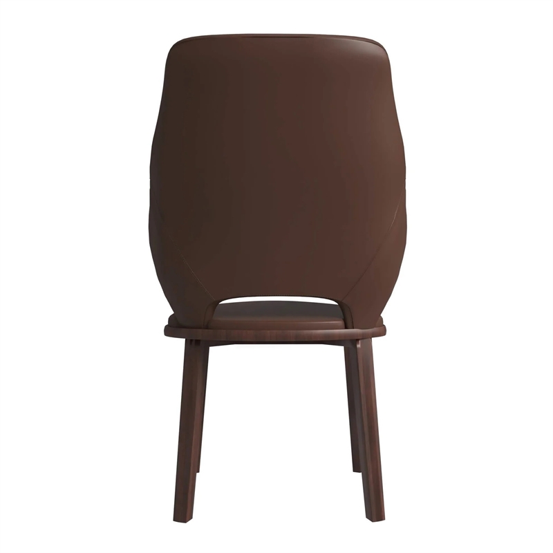 Vivara Leather Upholstered Dining Chair with Rubberwood Base in Dark Brown