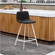 Elland Leather Upholstered Bar Stool Charcoal Black/White Iron Legs & Footrest