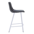 Elland Leather Upholstered Bar Stool Charcoal Black/White Iron Legs & Footrest