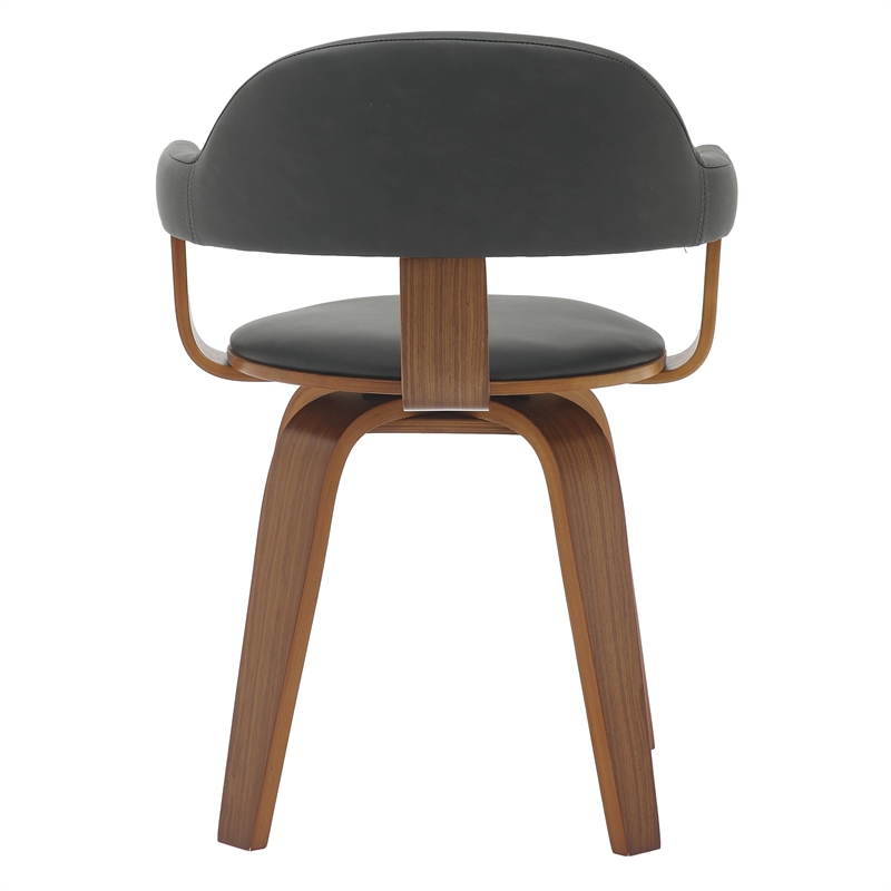 LeisureMod Brivo Leather Seat Swivel Dining Chair in Black/Walnut Frame