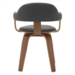 LeisureMod Brivo Leather Seat Swivel Dining Chair in Black/Walnut Frame