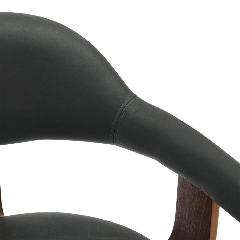 LeisureMod Brivo Leather Seat Swivel Dining Chair in Black/Walnut Frame