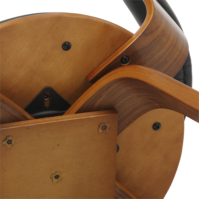 LeisureMod Brivo Leather Seat Swivel Dining Chair in Black/Walnut Frame