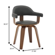 LeisureMod Brivo Leather Seat Swivel Dining Chair in Black/Walnut Frame