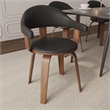 LeisureMod Brivo Leather Seat Swivel Dining Chair in Black/Walnut Frame