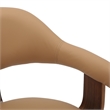 LeisureMod Brivo Leather Seat Swivel Dining Chair in Brown/Walnut Frame