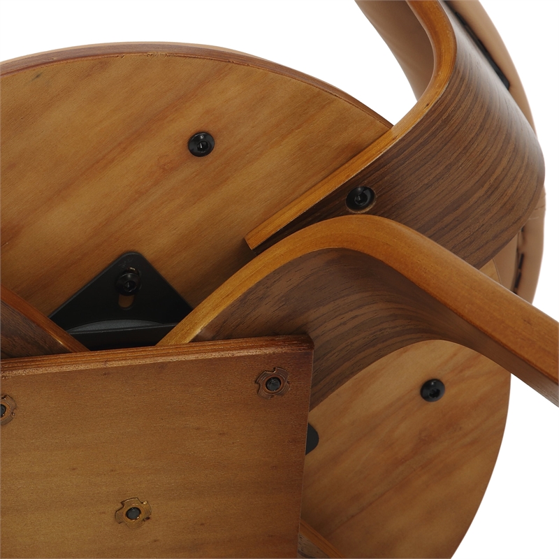 LeisureMod Brivo Leather Seat Swivel Dining Chair in Brown/Walnut Frame