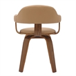 LeisureMod Brivo Leather Seat Swivel Dining Chair in Brown/Walnut Frame