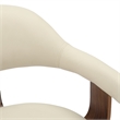 LeisureMod Brivo Leather Seat Swivel Dining Chair in Cream/Walnut Frame