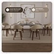 LeisureMod Brivo Leather Seat Swivel Dining Chair in Cream/Walnut Frame