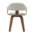 LeisureMod Brivo Leather Seat Swivel Dining Chair in Gray/Walnut Frame