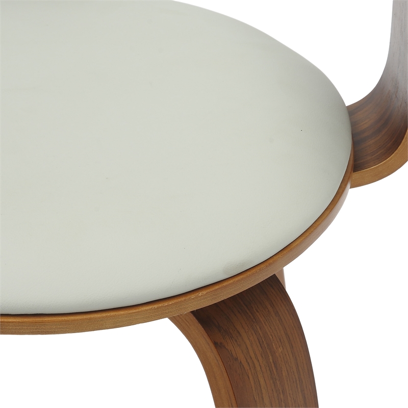 LeisureMod Brivo Leather Seat Swivel Dining Chair in Gray/Walnut Frame