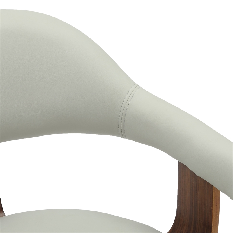 LeisureMod Brivo Leather Seat Swivel Dining Chair in Gray/Walnut Frame