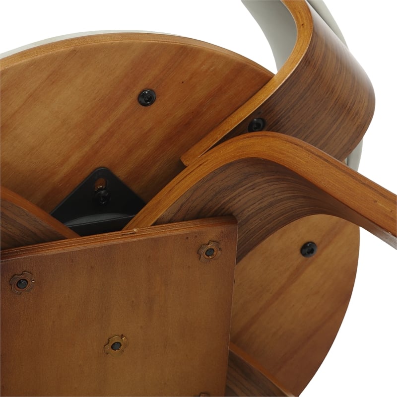 LeisureMod Brivo Leather Seat Swivel Dining Chair in Gray/Walnut Frame