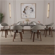 LeisureMod Brivo Leather Seat Swivel Dining Chair in Gray/Walnut Frame