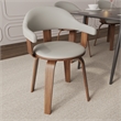 LeisureMod Brivo Leather Seat Swivel Dining Chair in Gray/Walnut Frame