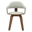 LeisureMod Brivo Leather Seat Swivel Dining Chair in Gray/Walnut Frame
