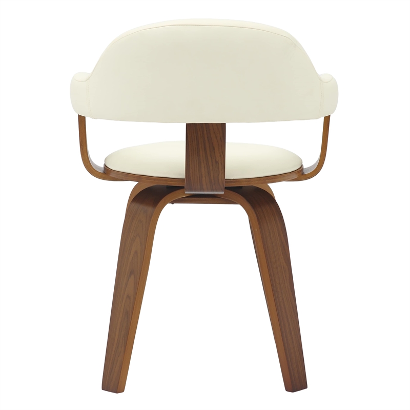 Modern Wooden Dining Chair Walnut Color Frame in White