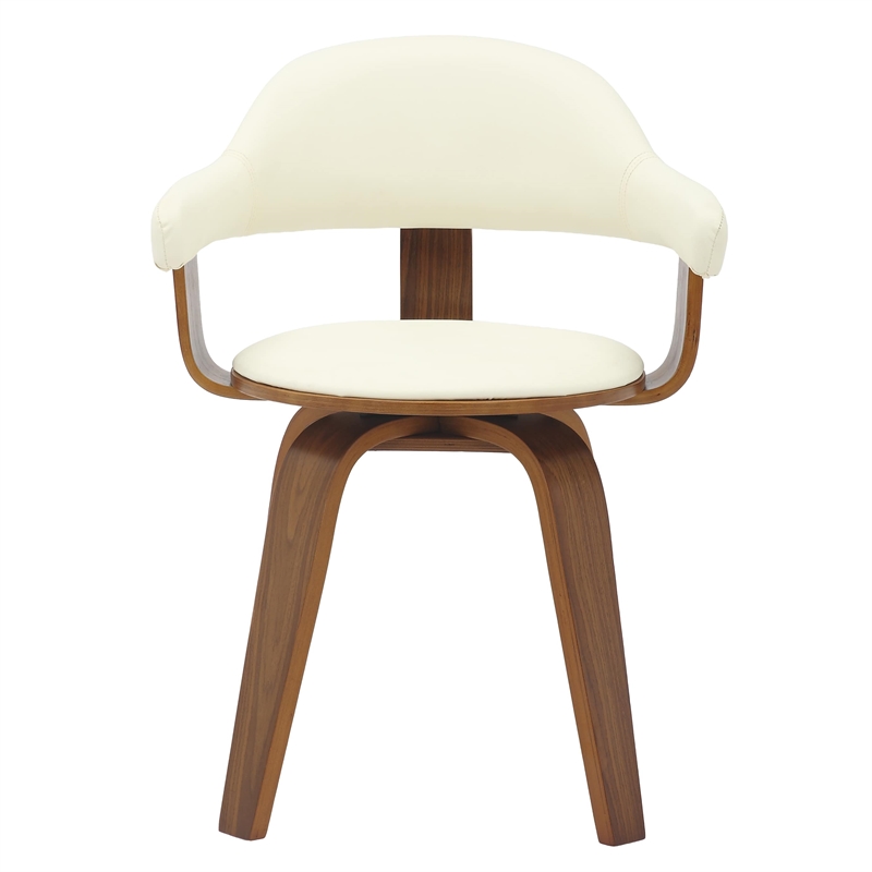 Modern Wooden Dining Chair Walnut Color Frame in White