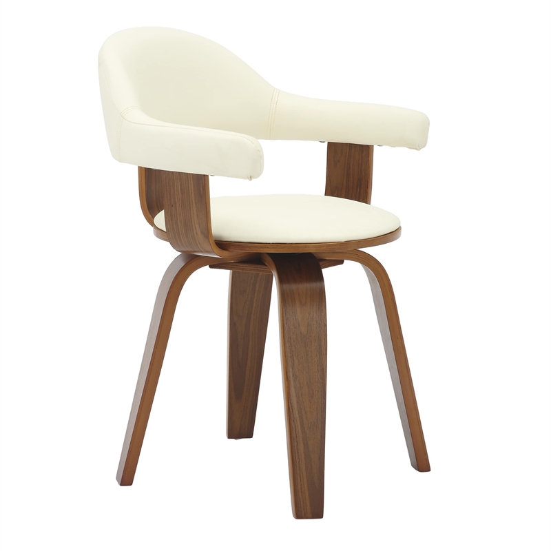 Modern Wooden Dining Chair Walnut Color Frame in White