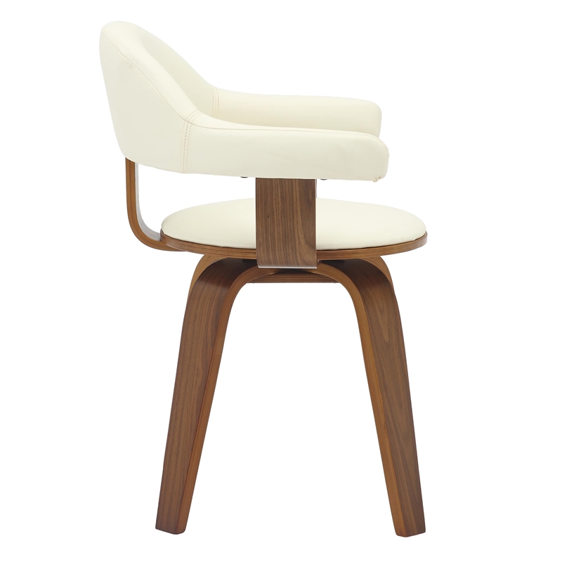 Modern Wooden Dining Chair Walnut Color Frame in White