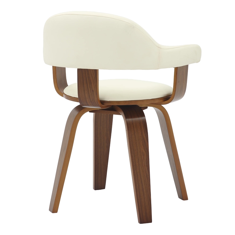 Modern Wooden Dining Chair Walnut Color Frame in White