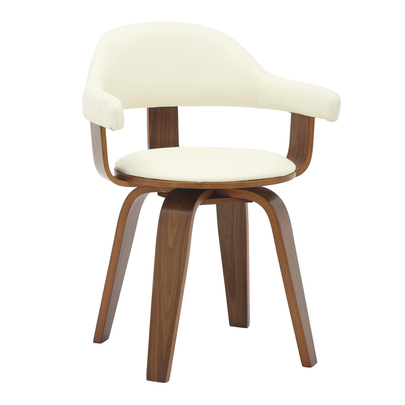 Modern Wooden Dining Chair Walnut Color Frame in White