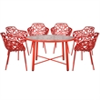 Devon 7-Piece Aluminum Patio Dining Set in Red