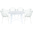 LeisureMod Devon 7-Piece Aluminum Patio Dining Set in White