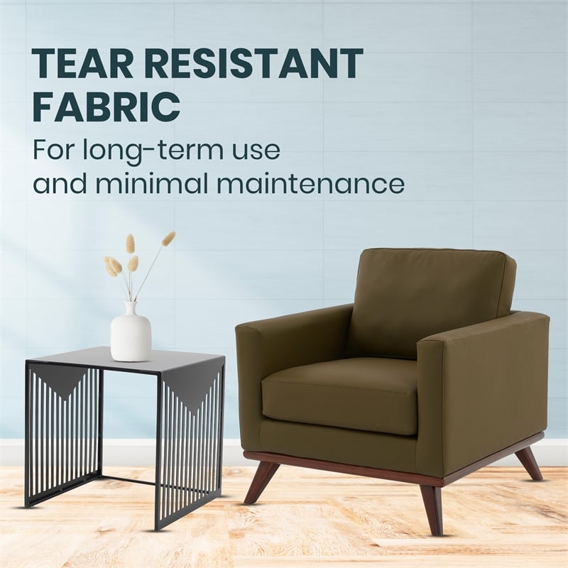 Chester Modern Faux Leather Accent Arm Chair in Green Leather