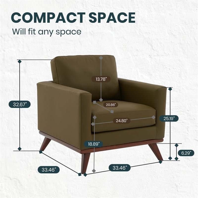 Chester Modern Faux Leather Accent Arm Chair in Green Leather