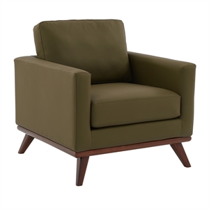 Chester Modern Faux Leather Accent Arm Chair in Green Leather