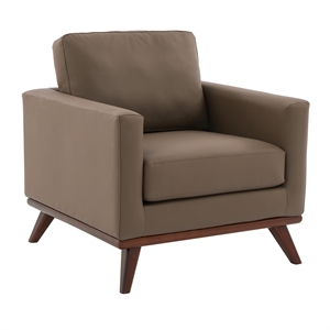 Chester Modern Faux Leather Accent Arm Chair in Taupe Leather