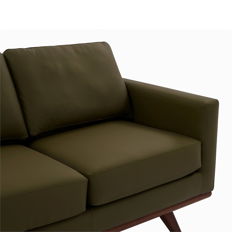 Chester Modern Faux Leather Sofa in Green Leather