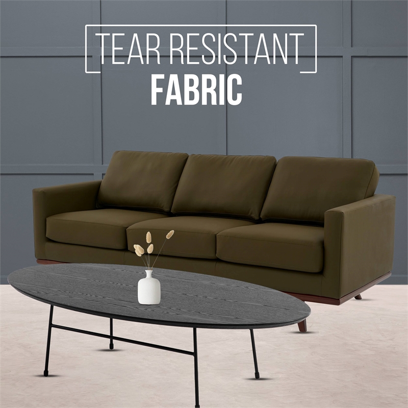 Chester Modern Faux Leather Sofa in Green Leather