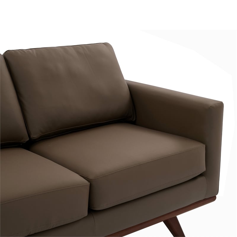 Chester Modern Faux Leather Sofa in Taupe Leather